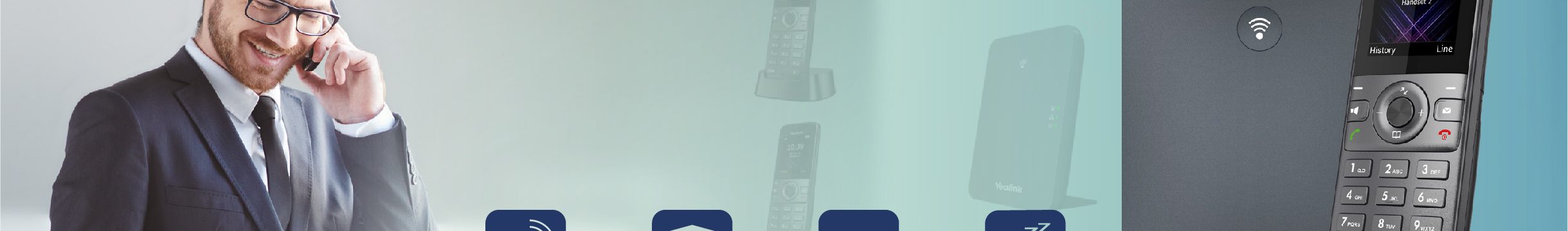 Solución inalámbrica de VoIP W73P. Un nuevo sistema de teléfono IP inalámbrico con un alto rendimiento y una experiencia de usuario optimizada para mejorar la productividad en el trabajo móvil y la comunicación inalámbrica.